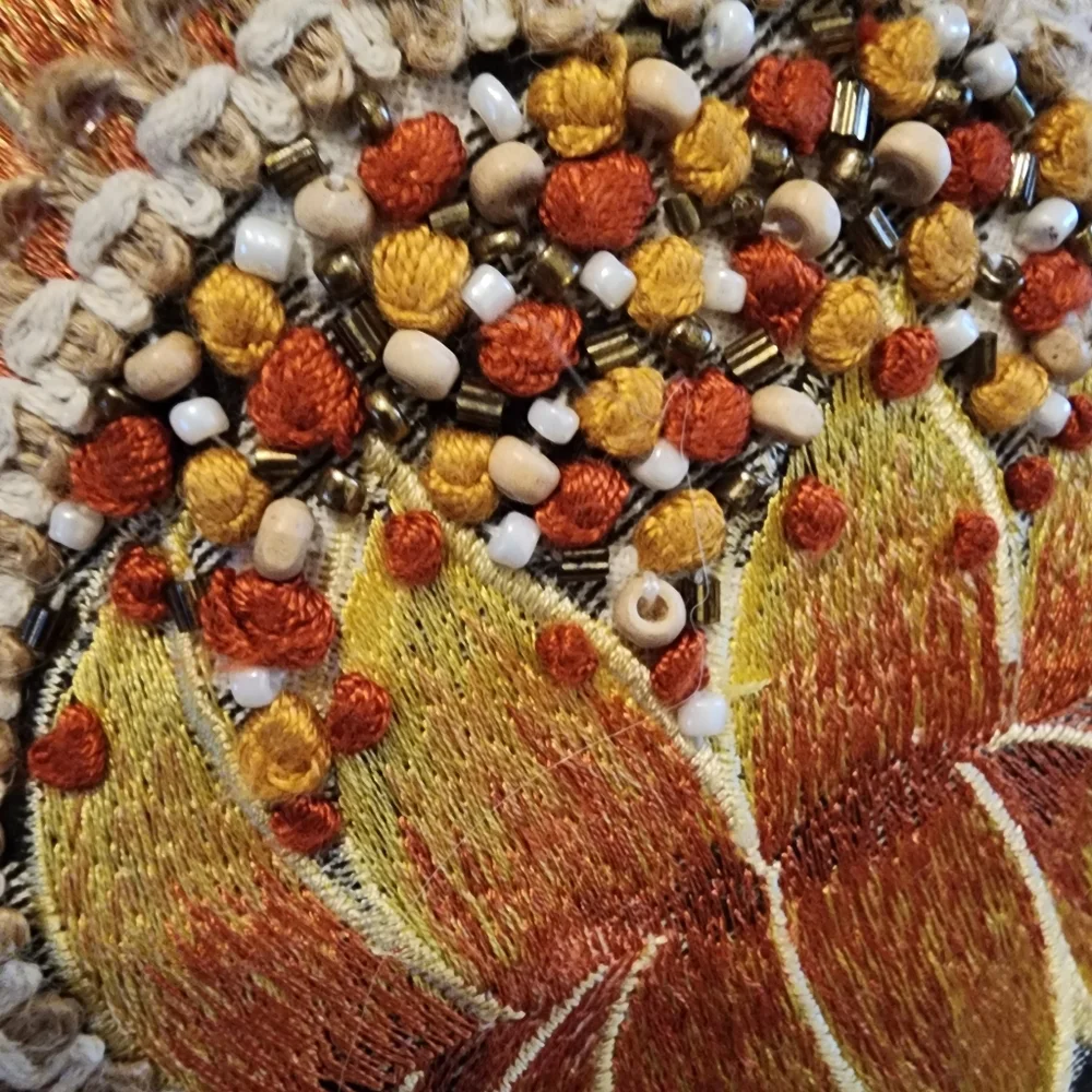Harvest Set of 2 Decorative Beaded Pillows   12 x 12 Made in India